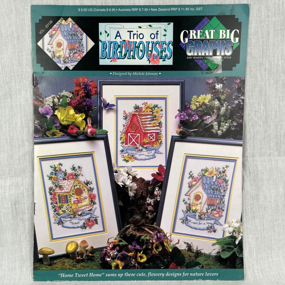 A Trio‎ of Birdhouses Cross Stitch Pattern Great Big Graphs VCL 20139